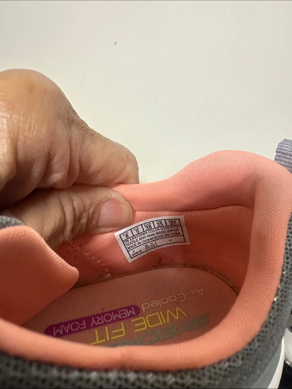 Skechers Gray with Coral Lined Slip-On Lace Sneakers